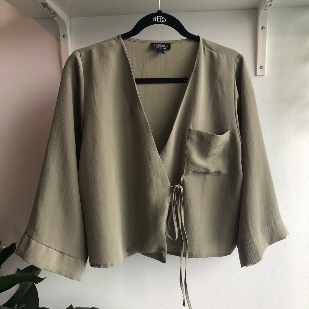 Topshop draped tie front blouse